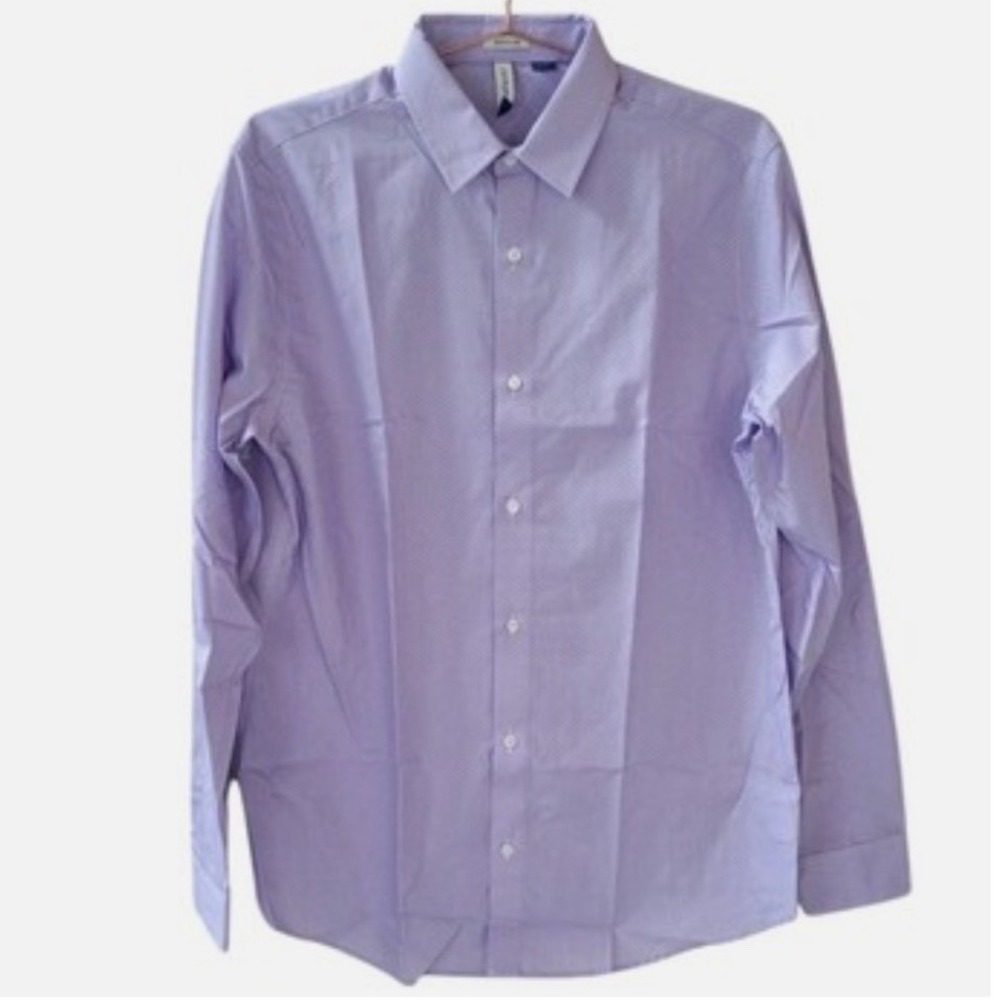 Artefact‎ Mens Medium Tall Purple Geometric Button Down Shirt Wrinkle Resistant